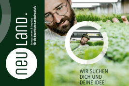 Collage Person mit Pflanzen und dem Text: Wir suchen dich und deine Idee.